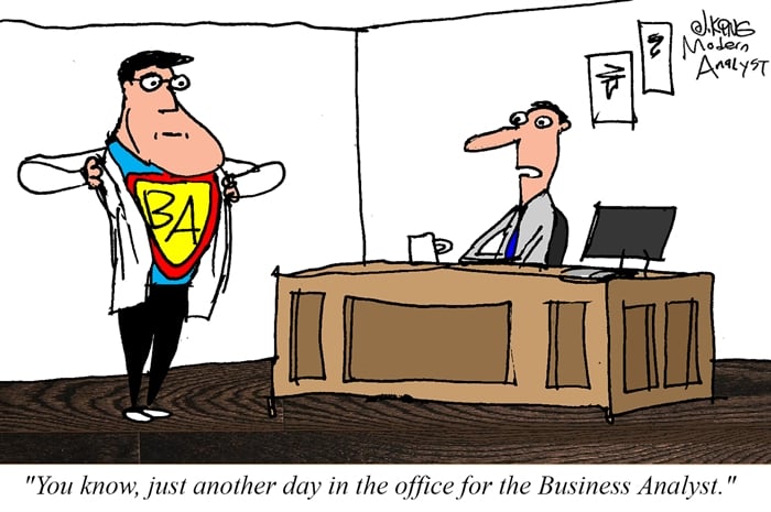 Humor - Cartoon: Business Analyst Role - Superhero